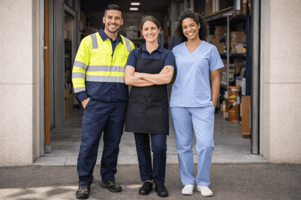 variedad de uniformes tienda ropa