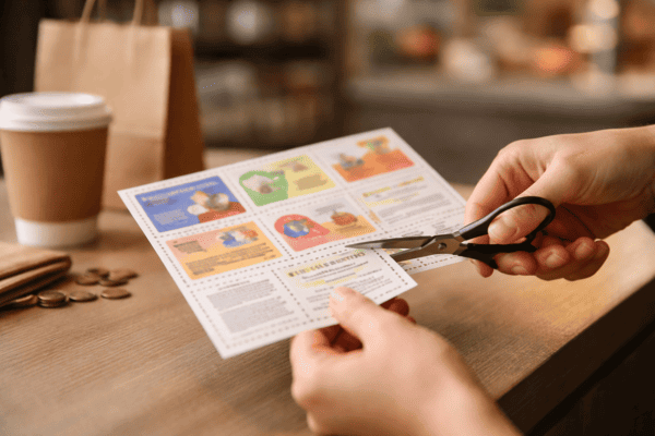 oferta en folleto publicitario con recorte