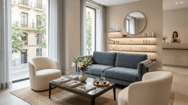 Interior elegante y profesional de un centro de belleza moderno